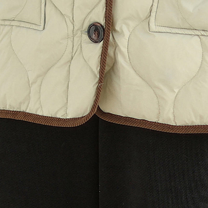 Chaqueta de algodón de manga larga para mujer con solapas de colores contrastantes y bolsillos con Buddha Stones - image 21