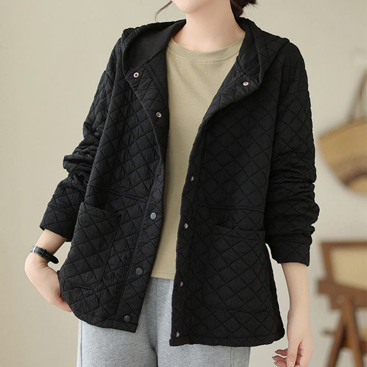 Chaqueta térmica de algodón de manga larga con capucha y bolsillos para mujer, diseño de Buddha Stones . - image 9