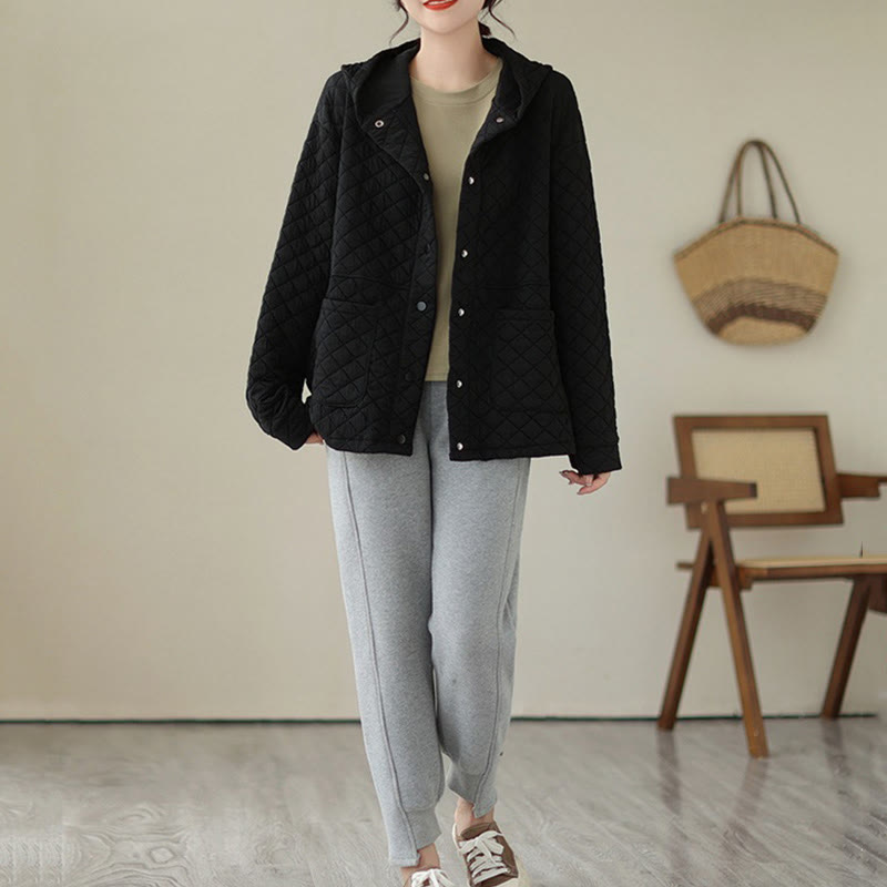 Chaqueta térmica de algodón de manga larga con capucha y bolsillos para mujer, diseño de Buddha Stones . - image 12