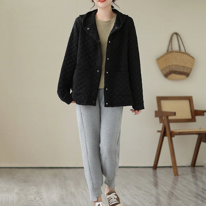 Chaqueta térmica de algodón de manga larga con capucha y bolsillos para mujer, diseño de Buddha Stones . - image 12
