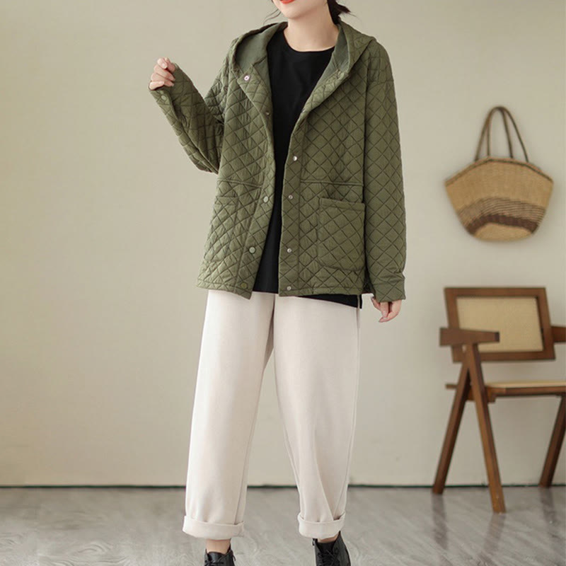 Chaqueta térmica de algodón de manga larga con capucha y bolsillos para mujer, diseño de Buddha Stones . - image 4