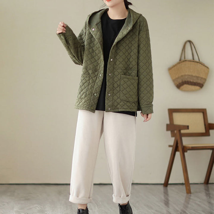 Chaqueta térmica de algodón de manga larga con capucha y bolsillos para mujer, diseño de Buddha Stones . - image 4