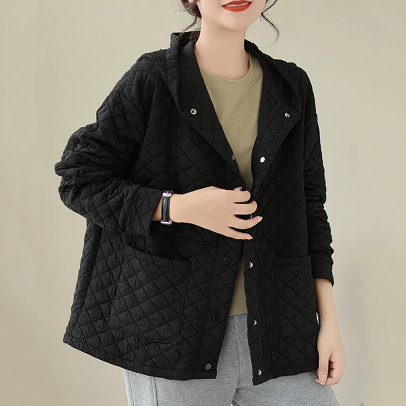 Chaqueta térmica de algodón de manga larga con capucha y bolsillos para mujer, diseño de Buddha Stones . - image 11