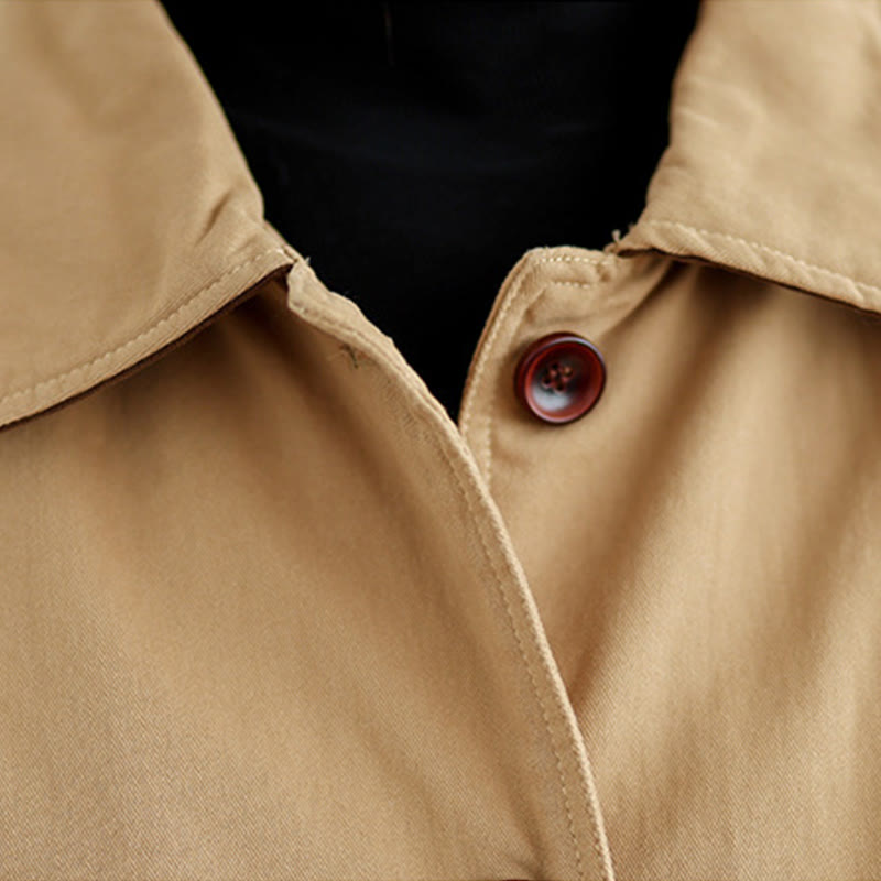 Chaqueta acolchada de algodón de manga larga para mujer con diseño de Buddha Stones y botones de solapa lisos con bolsillos - image 7