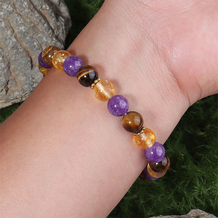 Pulsera curativa con cuentas espaciadoras de amatista, ojo de tigre y citrino de Buddha Stones - image 3