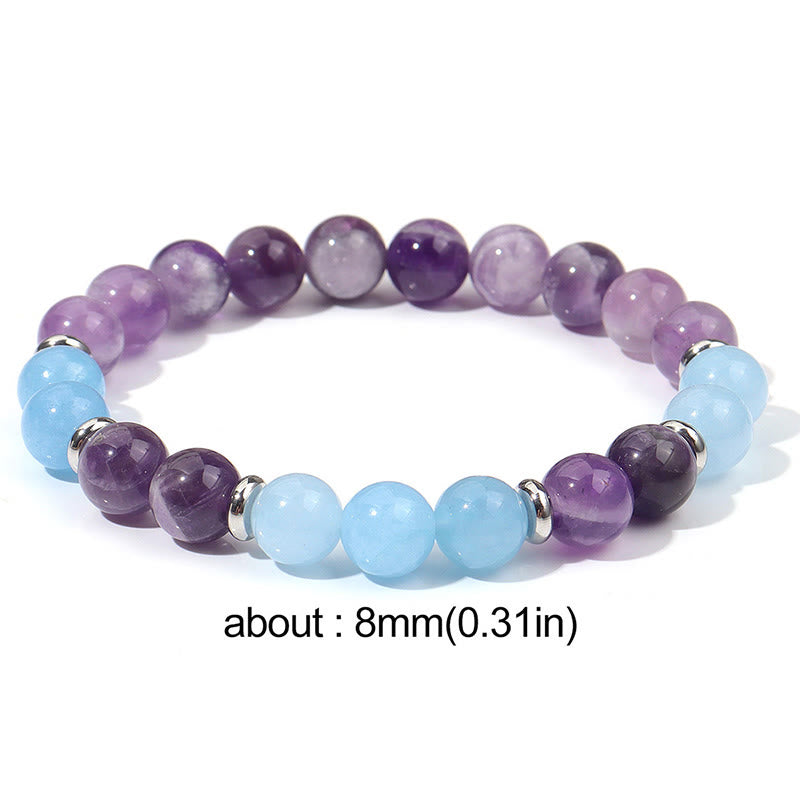 Pulsera de la paz con cuentas espaciadoras de amatista y aguamarina de Buddha Stones - image 2