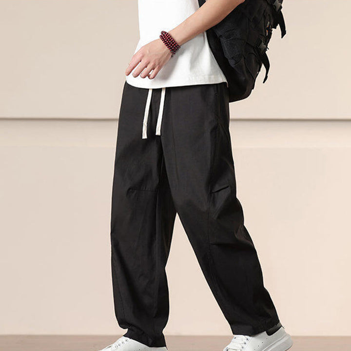 Pantalones harén con cordón ajustable de color liso para hombre, con bolsillos, de Buddha Stones Commute Spring - image 13