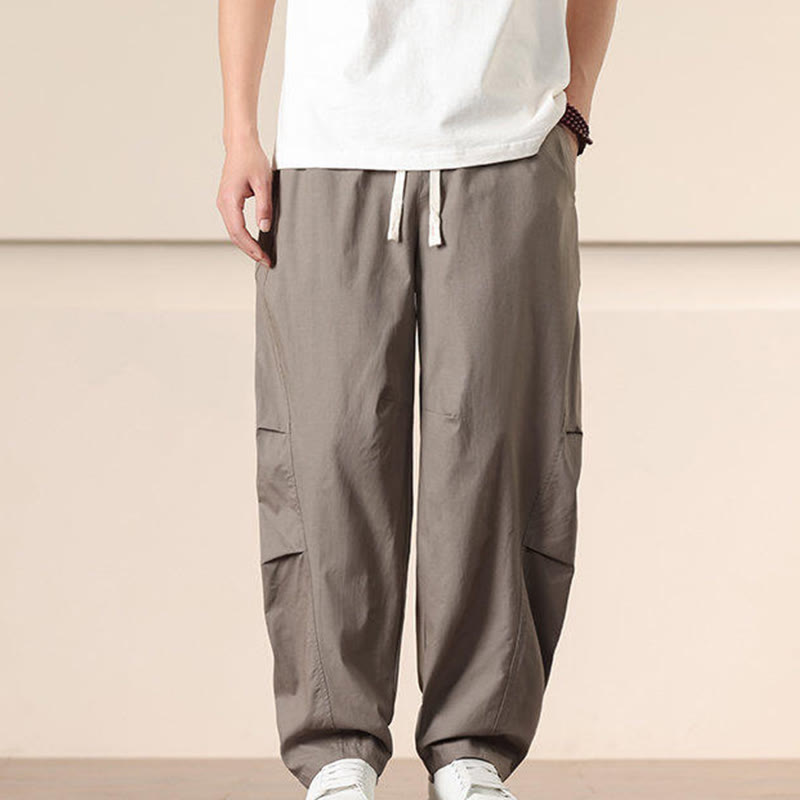 Pantalones harén con cordón ajustable de color liso para hombre, con bolsillos, de Buddha Stones Commute Spring - image 27