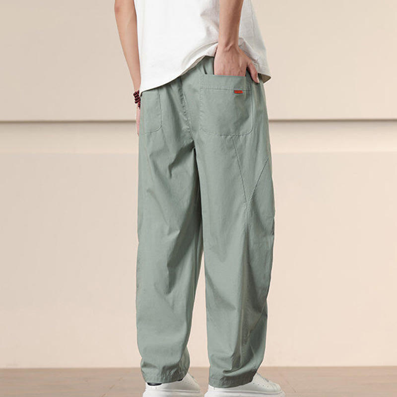 Pantalones harén con cordón ajustable de color liso para hombre, con bolsillos, de Buddha Stones Commute Spring - image 24