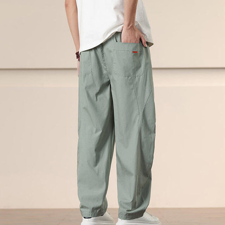 Pantalones harén con cordón ajustable de color liso para hombre, con bolsillos, de Buddha Stones Commute Spring - image 24