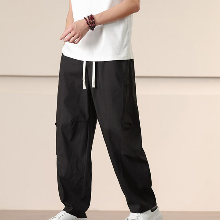 Pantalones harén con cordón ajustable de color liso para hombre, con bolsillos, de Buddha Stones Commute Spring - image 11