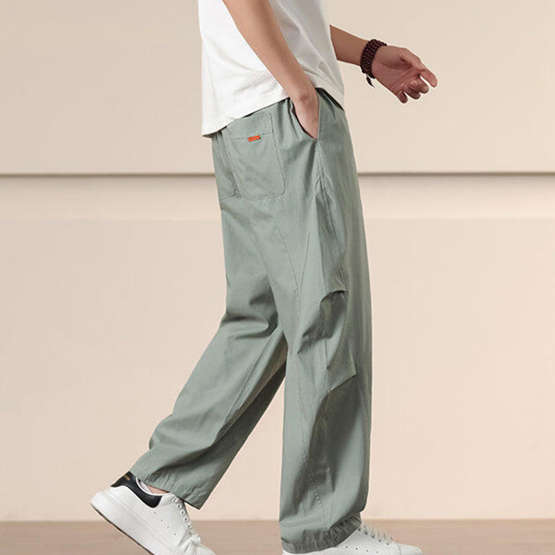 Pantalones harén con cordón ajustable de color liso para hombre, con bolsillos, de Buddha Stones Commute Spring - image 20