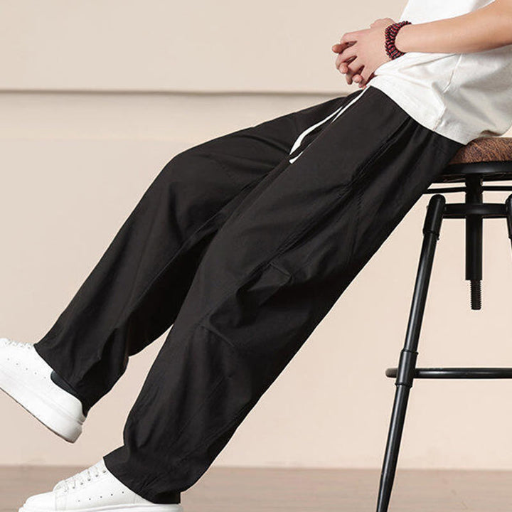 Pantalones harén con cordón ajustable de color liso para hombre, con bolsillos, de Buddha Stones Commute Spring - image 16