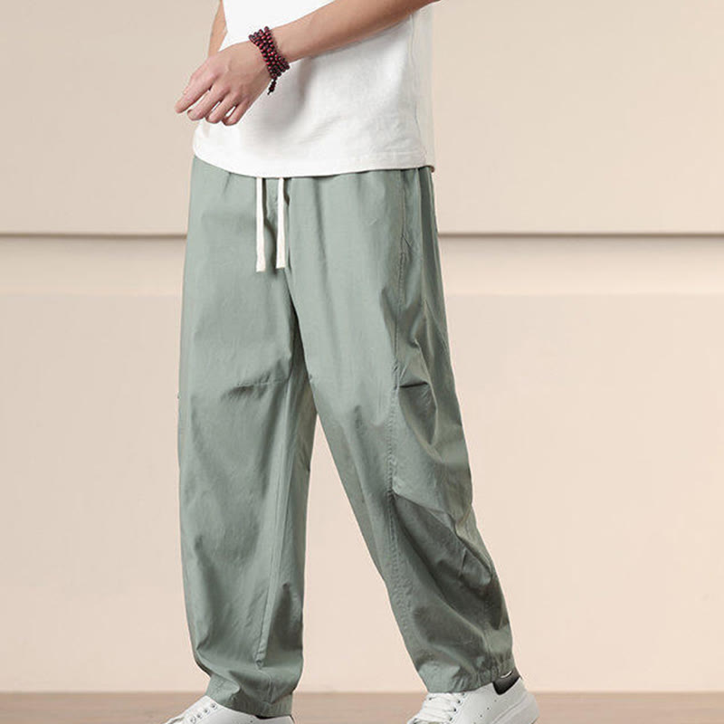 Pantalones harén con cordón ajustable de color liso para hombre, con bolsillos, de Buddha Stones Commute Spring - image 19