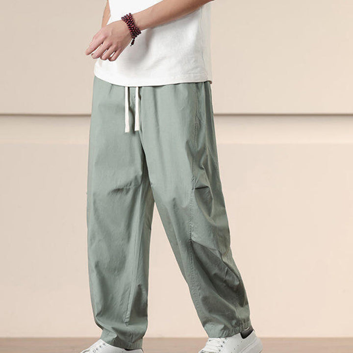 Pantalones harén con cordón ajustable de color liso para hombre, con bolsillos, de Buddha Stones Commute Spring - image 19