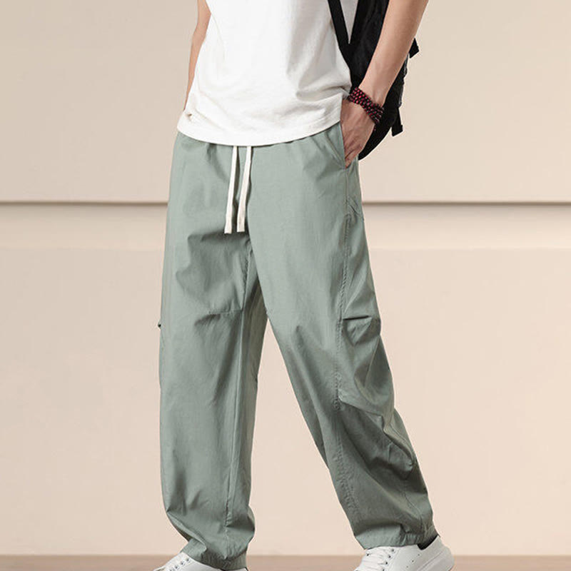 Pantalones harén con cordón ajustable de color liso para hombre, con bolsillos, de Buddha Stones Commute Spring - image 21