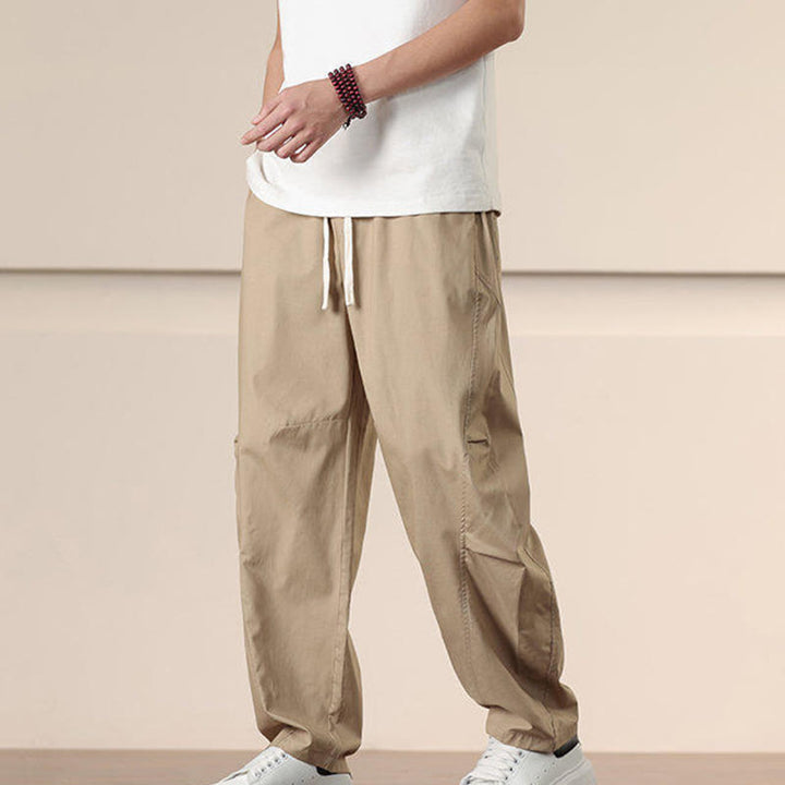 Pantalones harén con cordón ajustable de color liso para hombre, con bolsillos, de Buddha Stones Commute Spring - image 2