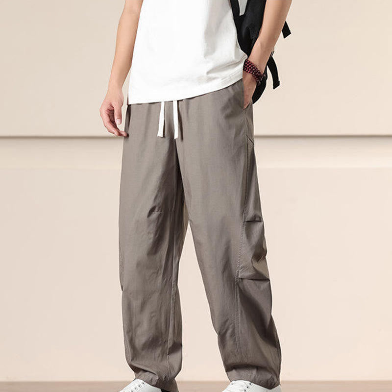 Pantalones harén con cordón ajustable de color liso para hombre, con bolsillos, de Buddha Stones Commute Spring - image 31