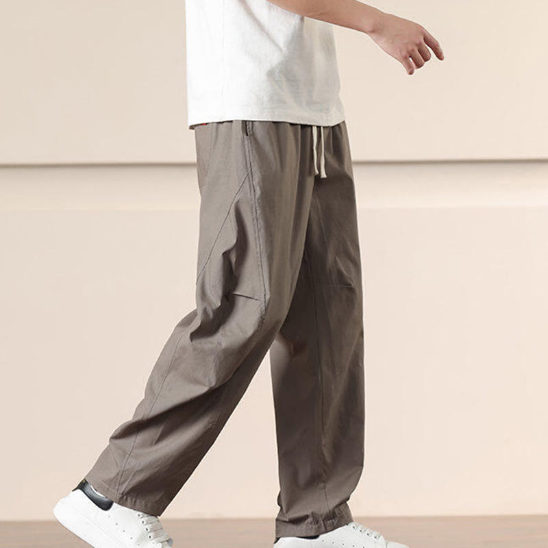 Pantalones harén con cordón ajustable de color liso para hombre, con bolsillos, de Buddha Stones Commute Spring - image 29