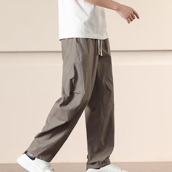 Pantalones harén con cordón ajustable de color liso para hombre, con bolsillos, de Buddha Stones Commute Spring - image 29