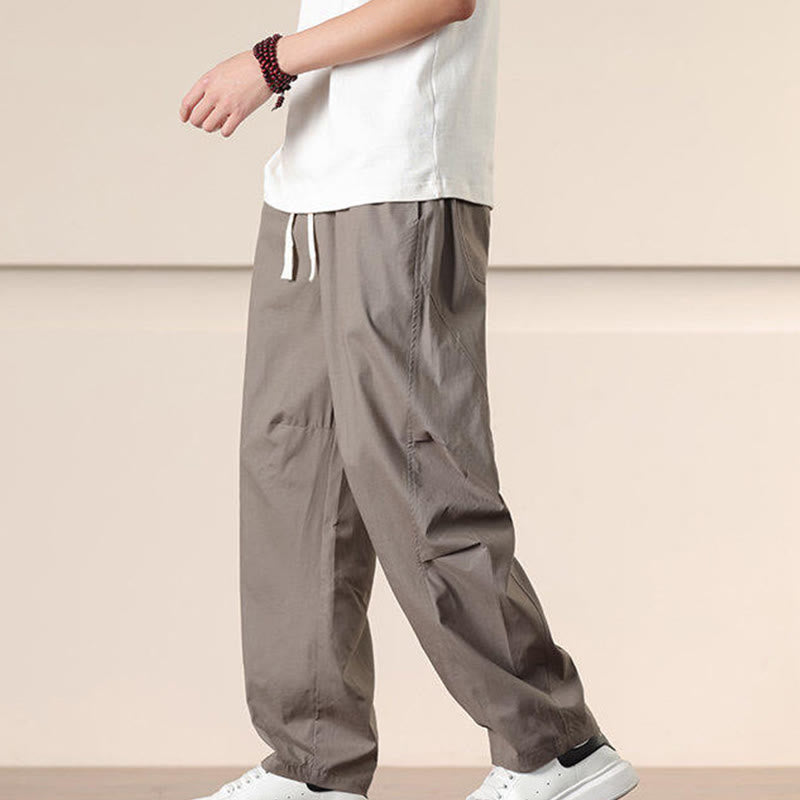 Pantalones harén con cordón ajustable de color liso para hombre, con bolsillos, de Buddha Stones Commute Spring - image 28