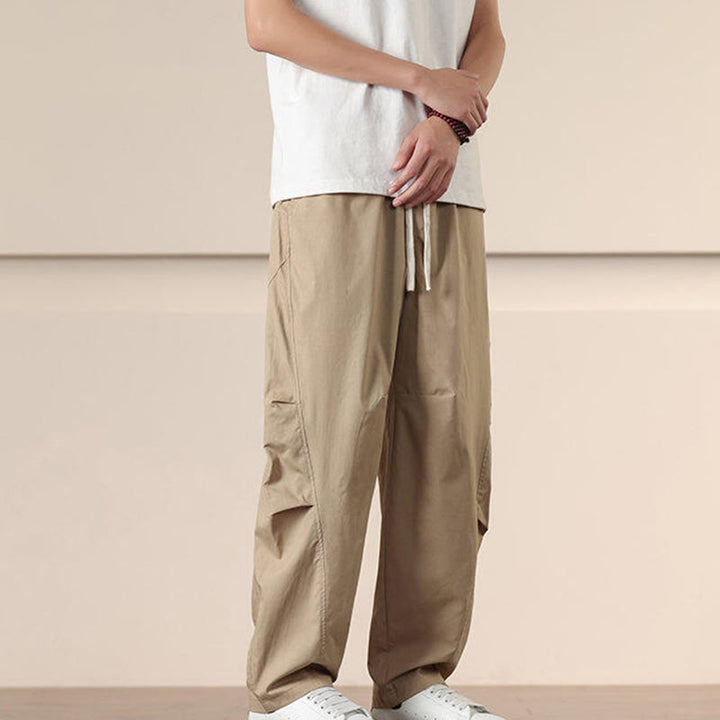 Pantalones harén con cordón ajustable de color liso para hombre, con bolsillos, de Buddha Stones Commute Spring - image 7