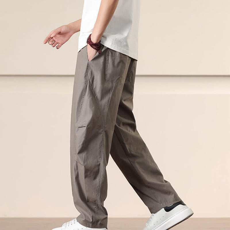 Pantalones harén con cordón ajustable de color liso para hombre, con bolsillos, de Buddha Stones Commute Spring - image 30
