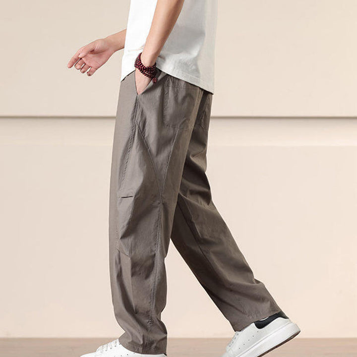 Pantalones harén con cordón ajustable de color liso para hombre, con bolsillos, de Buddha Stones Commute Spring - image 30