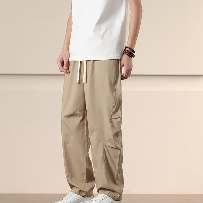 Pantalones harén con cordón ajustable de color liso para hombre, con bolsillos, de Buddha Stones Commute Spring - image 4