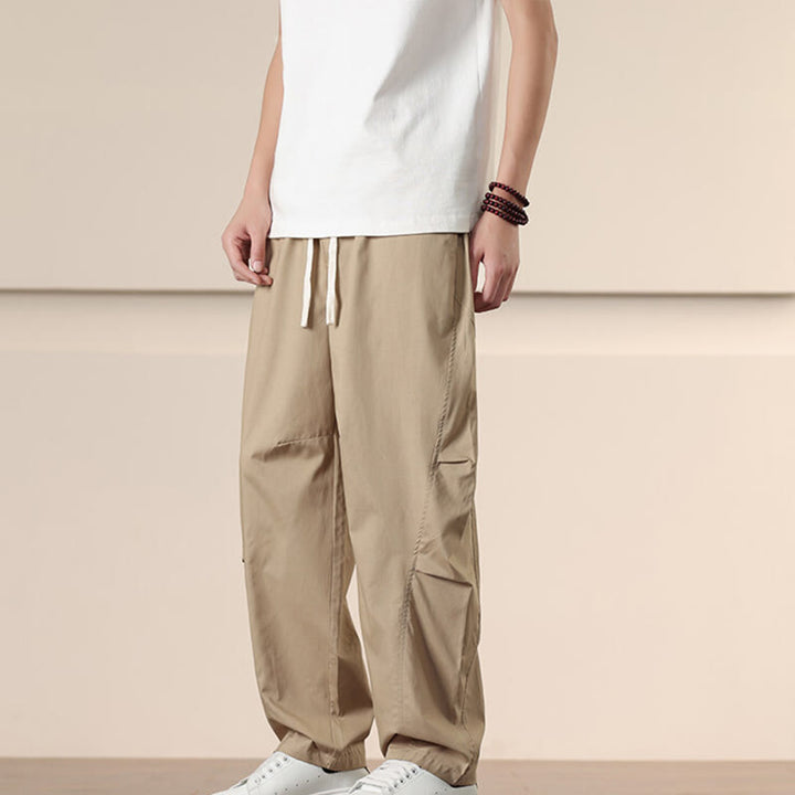 Pantalones harén con cordón ajustable de color liso para hombre, con bolsillos, de Buddha Stones Commute Spring - image 4