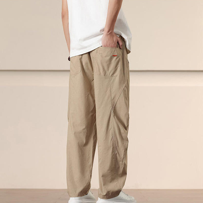 Pantalones harén con cordón ajustable de color liso para hombre, con bolsillos, de Buddha Stones Commute Spring - image 5