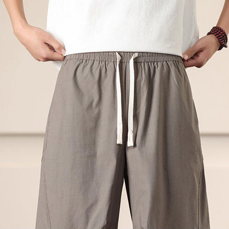 Pantalones harén con cordón ajustable de color liso para hombre, con bolsillos, de Buddha Stones Commute Spring - image 34