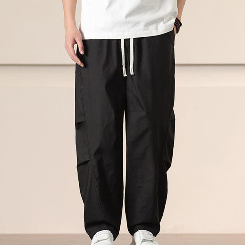 Pantalones harén con cordón ajustable de color liso para hombre, con bolsillos, de Buddha Stones Commute Spring - image 10