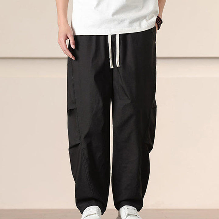 Pantalones harén con cordón ajustable de color liso para hombre, con bolsillos, de Buddha Stones Commute Spring - image 10