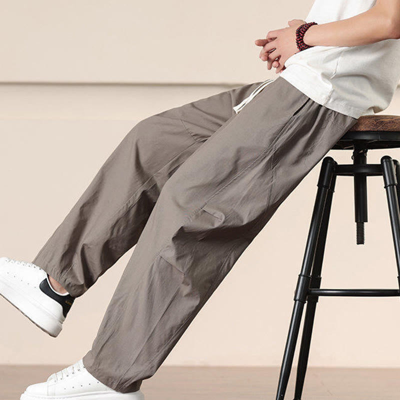 Pantalones harén con cordón ajustable de color liso para hombre, con bolsillos, de Buddha Stones Commute Spring - image 33