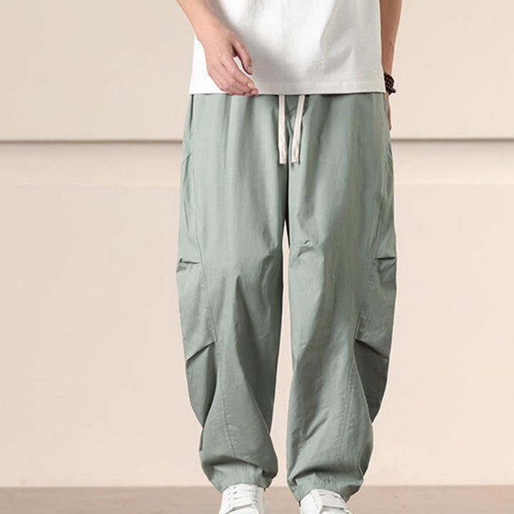 Pantalones harén con cordón ajustable de color liso para hombre, con bolsillos, de Buddha Stones Commute Spring - image 18
