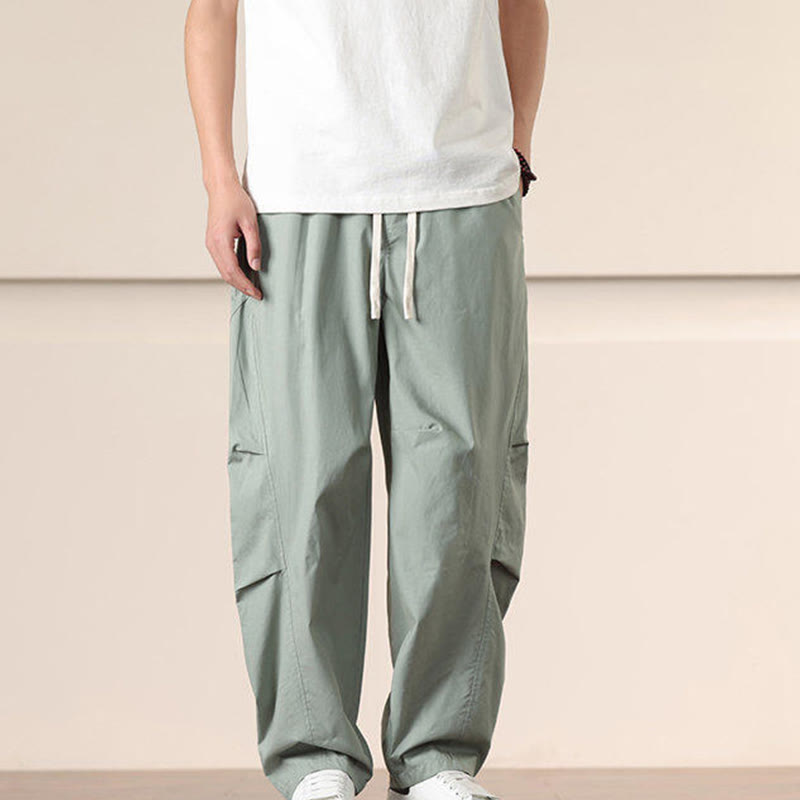 Pantalones harén con cordón ajustable de color liso para hombre, con bolsillos, de Buddha Stones Commute Spring - Aguamarina medio - US/UK/AU46, EU56 (5XL) - image 17