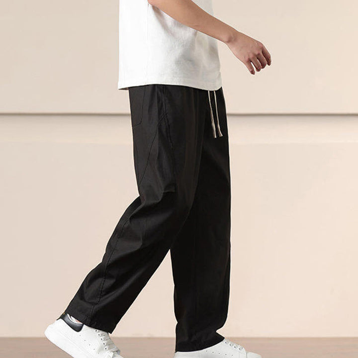 Pantalones harén con cordón ajustable de color liso para hombre, con bolsillos, de Buddha Stones Commute Spring - image 12