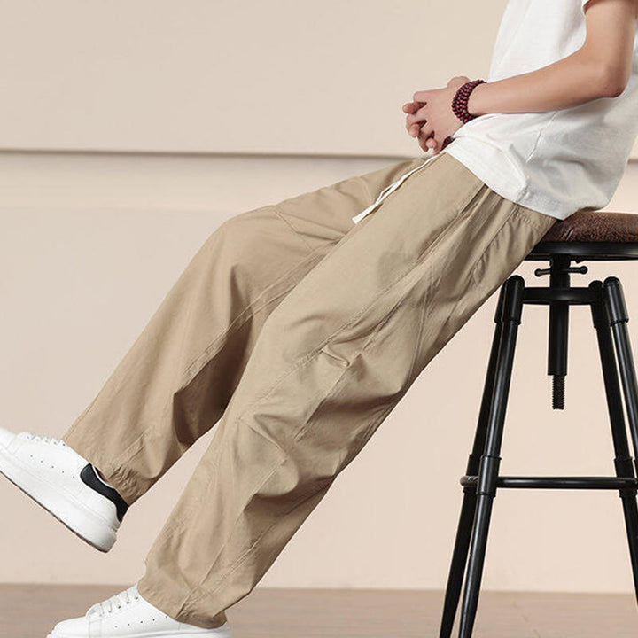 Pantalones harén con cordón ajustable de color liso para hombre, con bolsillos, de Buddha Stones Commute Spring - image 8