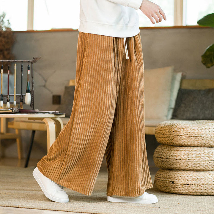 Pantalones de pana de algodón con pernera ancha y bolsillos para hombre, estilo Buddha Stones Commute, con cordón ajustable - image 11