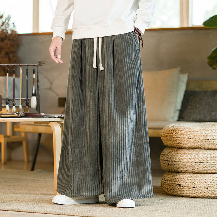 Pantalones de pana de algodón con pernera ancha y bolsillos para hombre, estilo Buddha Stones Commute, con cordón ajustable - Gris pizarra - US/UK/AU46, EU56 (5XL) - image 18