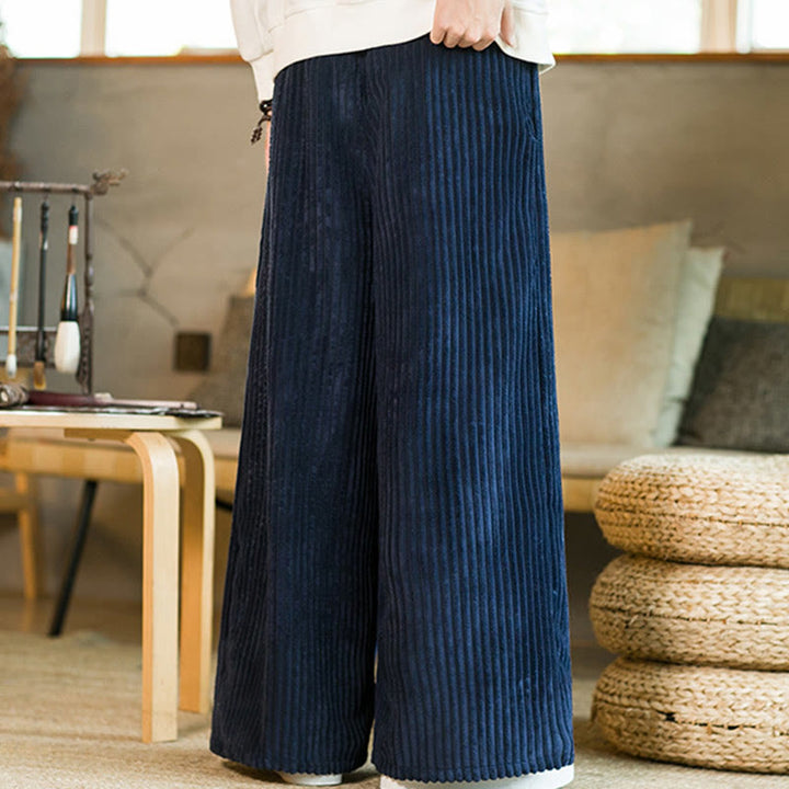 Pantalones de pana de algodón con pernera ancha y bolsillos para hombre, estilo Buddha Stones Commute, con cordón ajustable - image 14