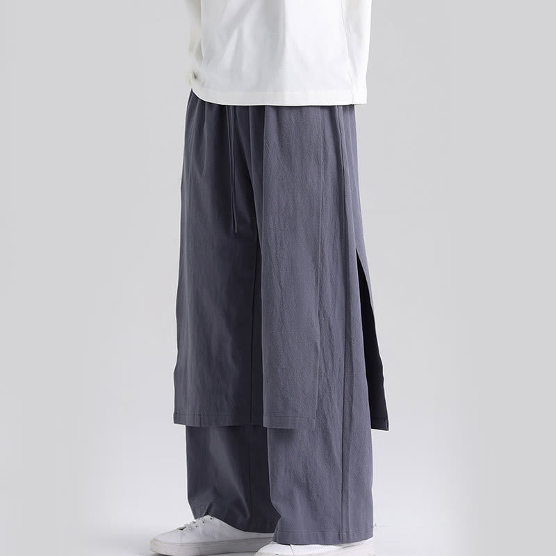 Pantalones de algodón para hombre con diseño de patchwork y Buddha Stones y bolsillos - image 1