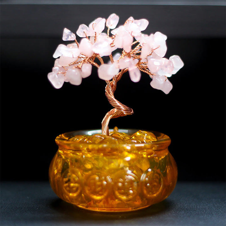 Buddha Stones, varios cristales, citrino, amatista, cristal rosa, árbol de la prosperidad, decoración del hogar - Cristal rosa 6*10cm - image 4
