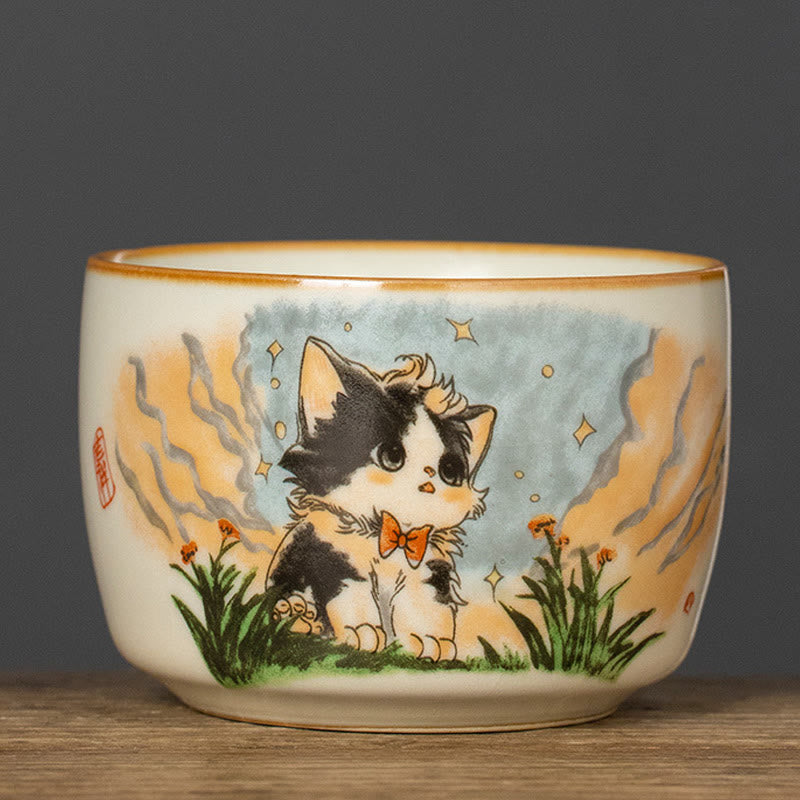 Taza de té de kung fu con forma de gato y Buddha Stones - Gato 7,5 cm x 5 cm x 115 ml - image 9