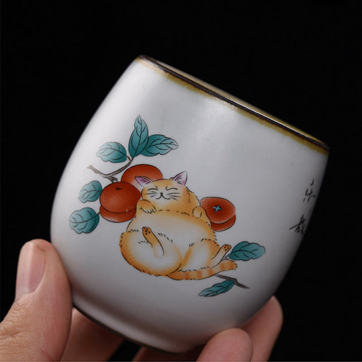 Buddha Stones, gato tumbado adorable, ramas, taza de té, taza de té de kung fu - image 1
