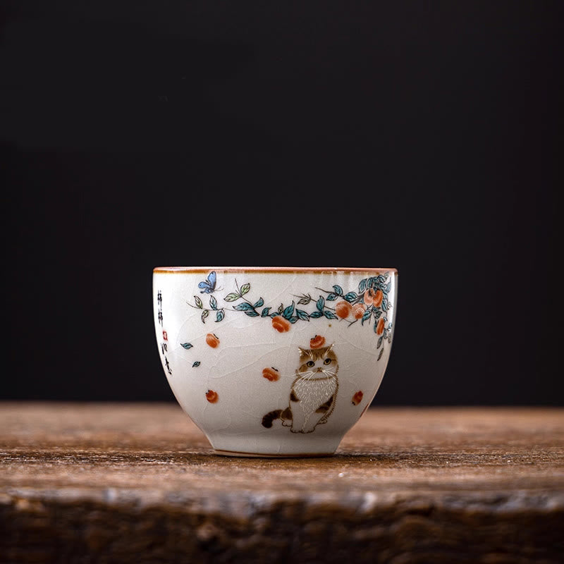 Taza de té de kung fu con diseño de gato y mariposa de Buddha Stones - image 1