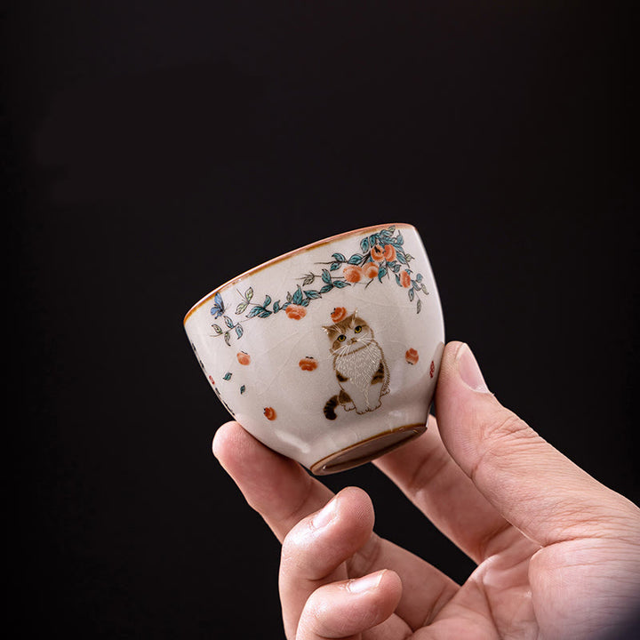 Taza de té de kung fu con diseño de gato y mariposa de Buddha Stones - image 2
