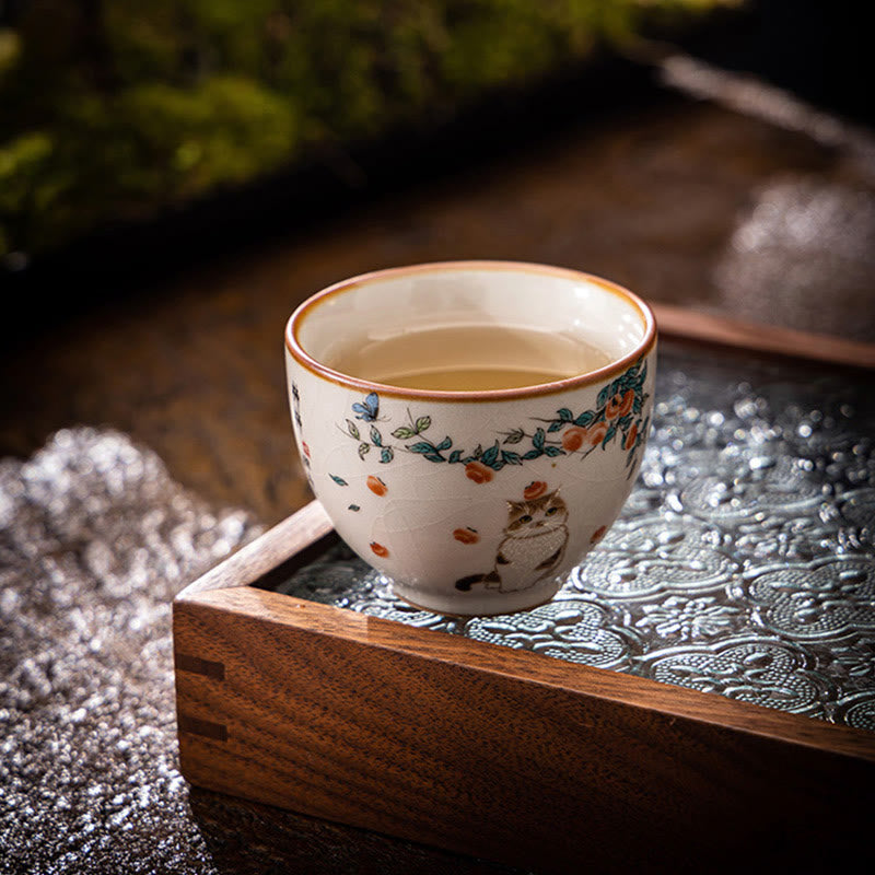 Taza de té de kung fu con diseño de gato y mariposa de Buddha Stones - image 3