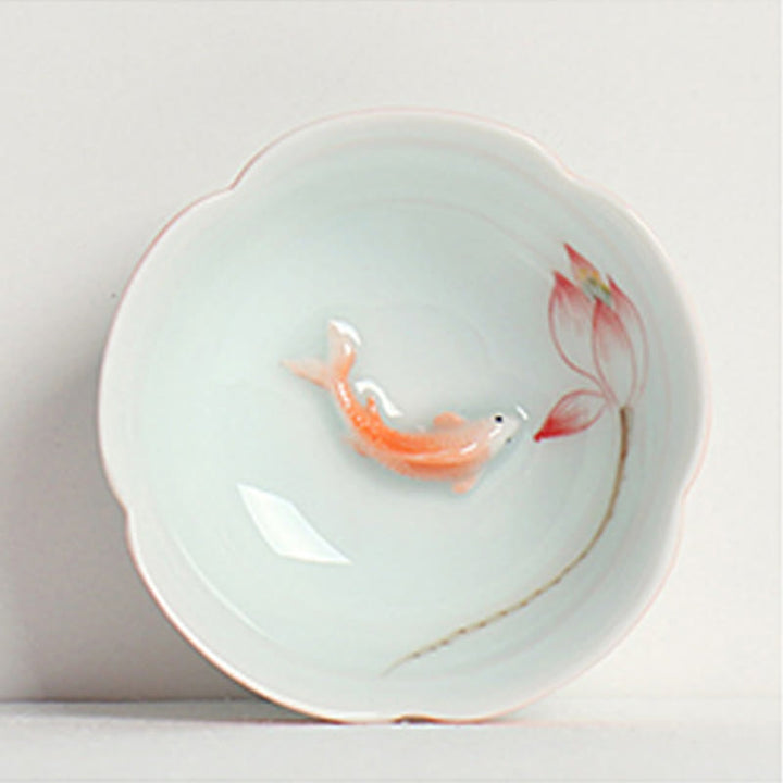 Taza de té de kung fu con mano de loto y pez koi de piedras de Buddha Stones - image 1